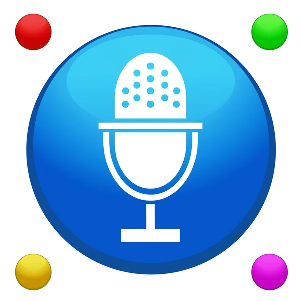 Vecteur de bouton icône de microphone avec fond 4 couleurs inclus — Image vectorielle