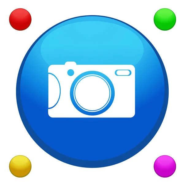 Vettore pulsante icona fotocamera con 4 sfondo a colori incluso — Vettoriale Stock
