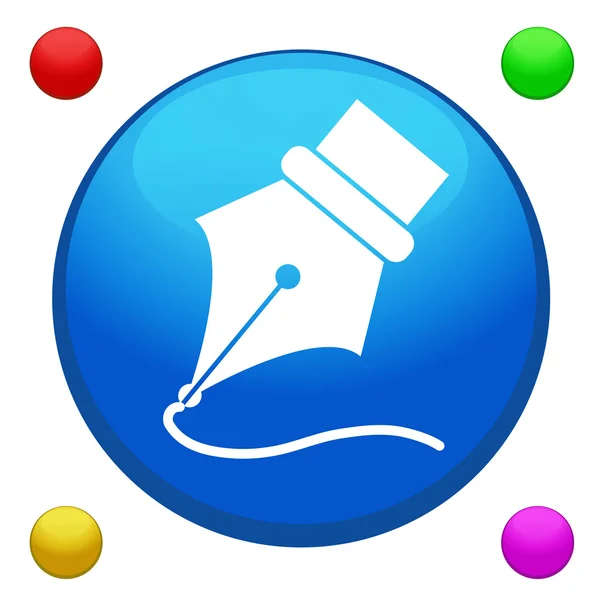 Pluma icono botón vector con 4 fondo de color incluido — Archivo Imágenes Vectoriales