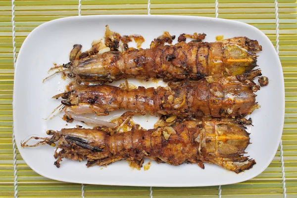 Fried garlic Mantis shrimp — Stock Photo, Image