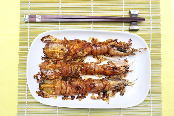 Fried garlic Mantis shrimp — Stock Photo, Image