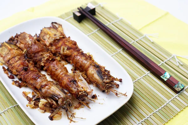 Fried garlic Mantis shrimp — Stock Photo, Image