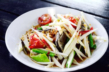 Yeşil papaya Salatası Tay tarzı tuzlu Yengeç