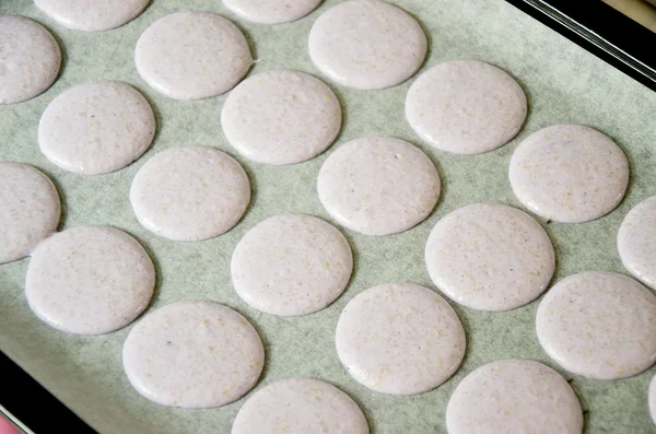 Preparing of raw Macaron to bake — Stock Photo, Image