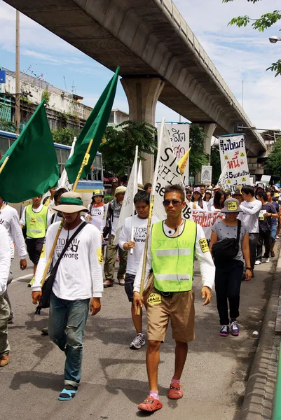 Des gens marchent contre la construction d'un barrage dans le parc national de Mae Wong — Photo