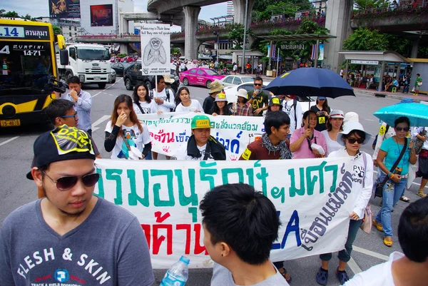 People walking for against the construction of a dam in Mae Wong National Park — Stock Photo, Image