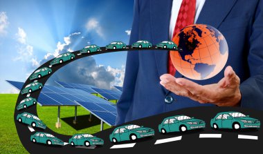 Güneş enerjisi konsepti ile elektrikli arabalar