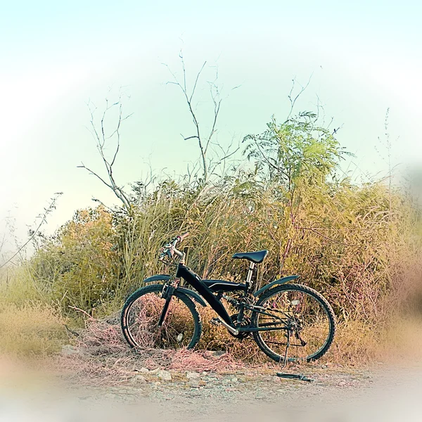 Mountainbike parkeren in het veld — Stockfoto