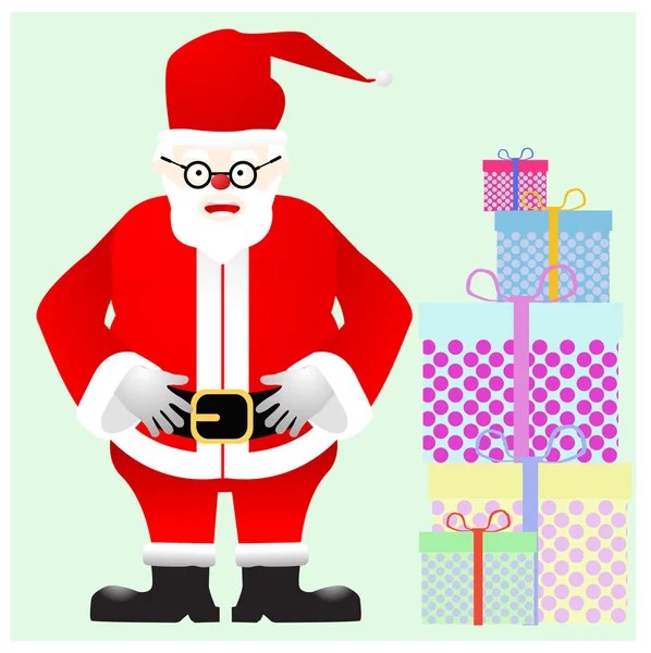 Santa claus avec coffret cadeau — Image vectorielle