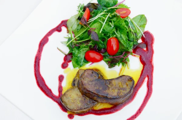 Foie gras salad, Top view — Stock Photo, Image