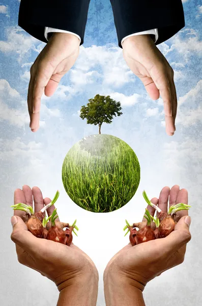 Help together for save the earth concept — Stock Photo, Image