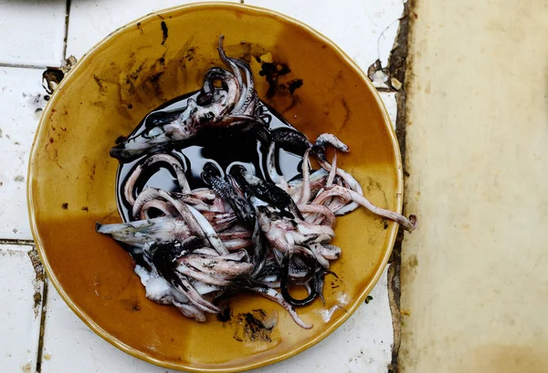 Preparación de calamares en plato — Foto de Stock