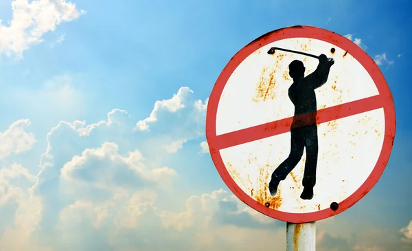 Do not play golf signs with sky background — Stock Photo, Image