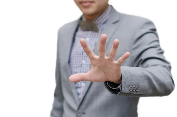 Businessman show stop hand sign — Stock Photo, Image