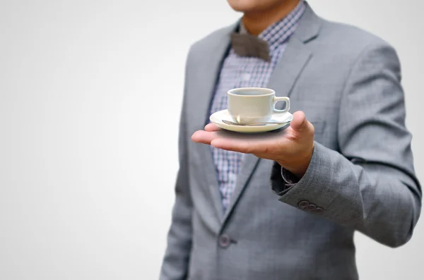 Kaffepaus koncept, affärsman dricka varmt kaffe — Stockfoto