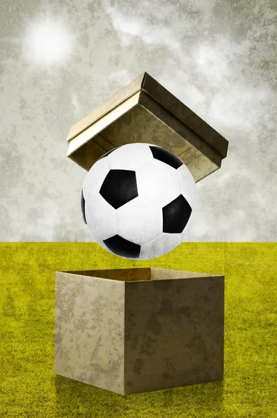 ボックスを開いて、ビンテージ スタイルのサッカー — ストック写真