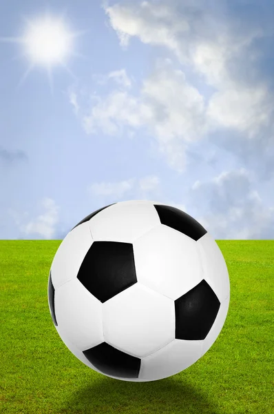 Football with field and sky background — Stock Photo, Image