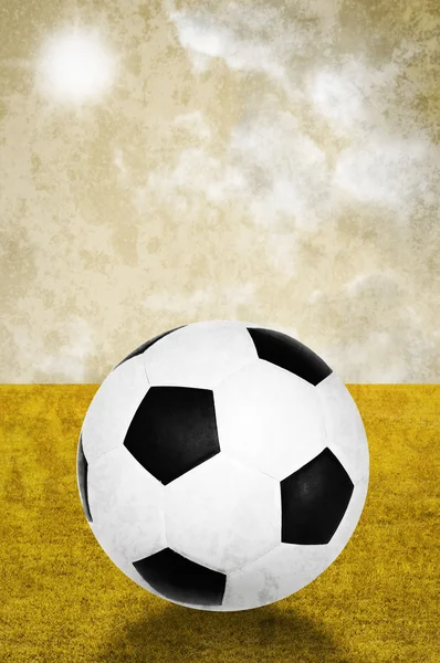 Soccer with field and sky background — Stock Photo, Image