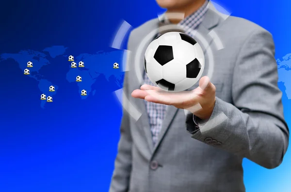 Concetto di gioco di calcio, Ball in the hand — Foto Stock