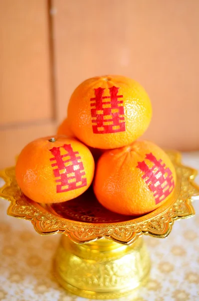 Orange für Hochzeitszeremonie im chinesischen Stil — Stockfoto