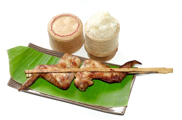 Pollo asado con arroz pegajoso —  Fotos de Stock