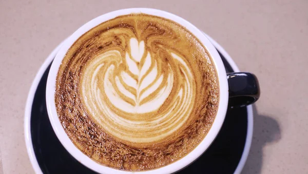 Latte Art Coffee Cup Top View — Stock Photo, Image