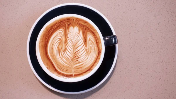 Latte Art Dans Une Tasse Café Vue Sur Dessus — Photo