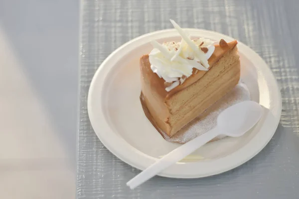 Thé Thaïlandais Gâteau Sur Plat Papier Vue Grand Angle — Photo