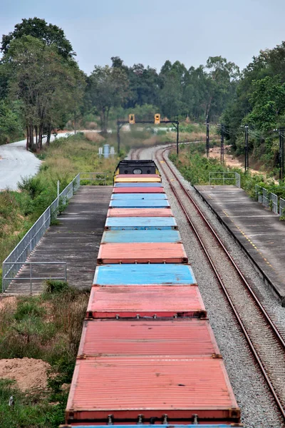 Chon Buri Tailandia Feb Tren Con Transporte Contenedores Carga Con —  Fotos de Stock