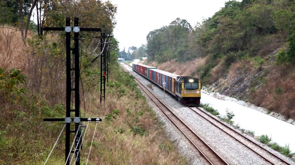 Chon Buri Tailandia Feb Tren Con Transporte Contenedores Carga Con —  Fotos de Stock