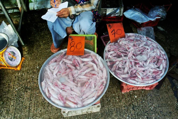 Chonburi Thailand May Group Squid Metal Tray Market May 2022 — Stock fotografie