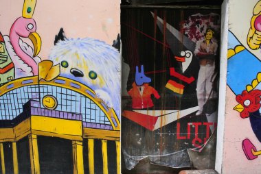 BANGKOK, THAILAND - 29 Temmuz 2019 'da Siam Meydanı, Bangkok, Tayland' da sokak sanat dekorasyonu
