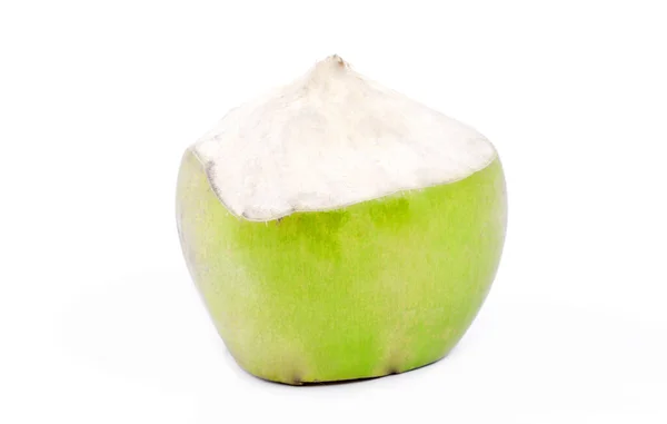 Frutto Cocco Verde Pronto Bere Isolato Sfondo Bianco — Foto Stock