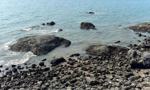 Grande Rocha Praia Natureza Fundo — Fotografia de Stock