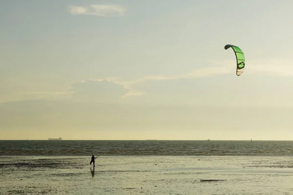 Chonburi Thailand Maart Kite Surfen Zee Met Zonsondergang Hemel Achtergrond — Stockfoto