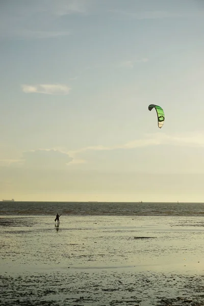 Chonburi Thailand Maart Kite Surfen Zee Met Zonsondergang Hemel Achtergrond — Stockfoto