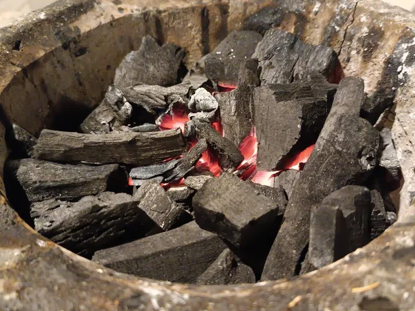 Fire Charcoal Stove Close Shot — 스톡 사진