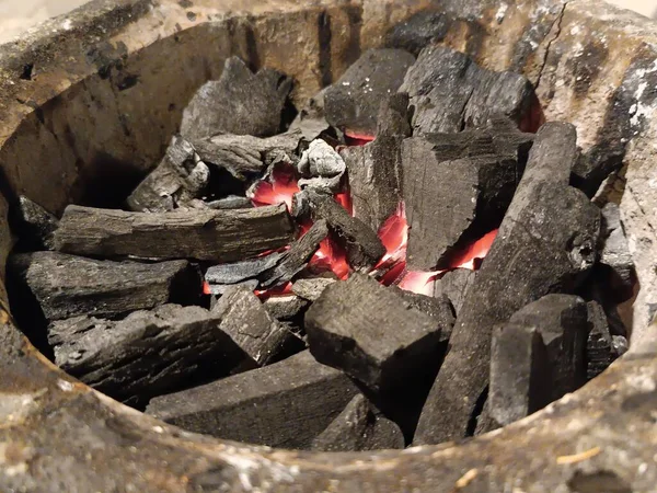 Fire Charcoal Stove Close Shot — Stock Photo, Image