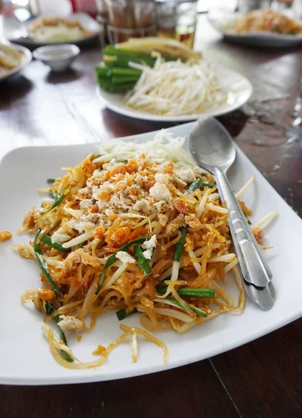 Тайская Кухня Pad Thai Вид Высокого Угла — стоковое фото