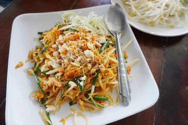 Nourriture Thaïlandaise Pad Thai Vue Grand Angle — Photo