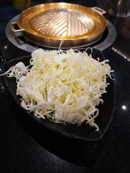 Sliced Cabbage Hot Pot Cooking —  Fotos de Stock