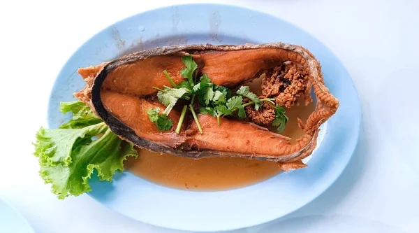 Deep Fried Snapper Fish Fish Sauce Thai Cuisine — Stockfoto
