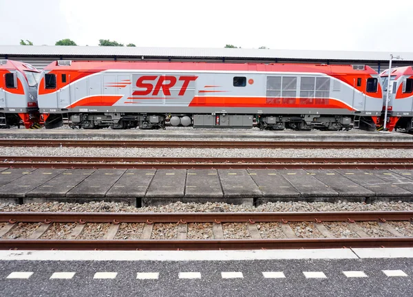 Chonburi Thailand Apr Locomotive Train Close Railway Foreground April 2022 —  Fotos de Stock