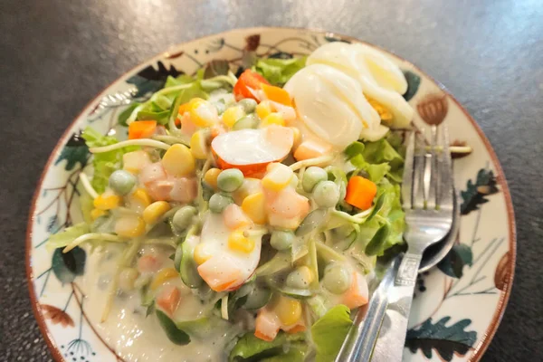 Salad Boiled Egg High Angle View — Zdjęcie stockowe