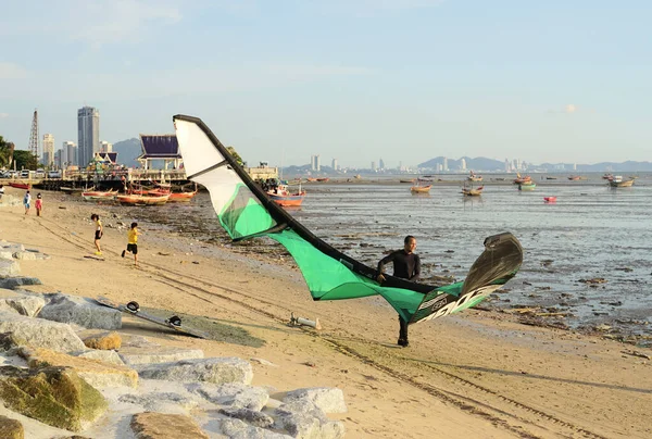 Chonburi Thailand Mar Kite Surfer Strandon Március 2022 Bangsaen Strand — Stock Fotó