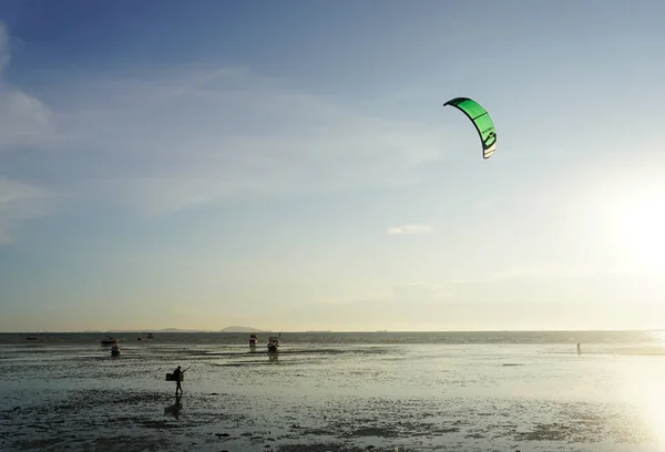 Chonburi Thailand Mar Vliegersurfer Zee Maart 2022 Bangsaen Beach Chonburi — Stockfoto