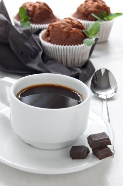Morning coffee with chocolate muffins