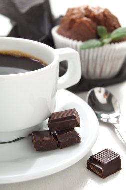 Morning coffee with chocolate