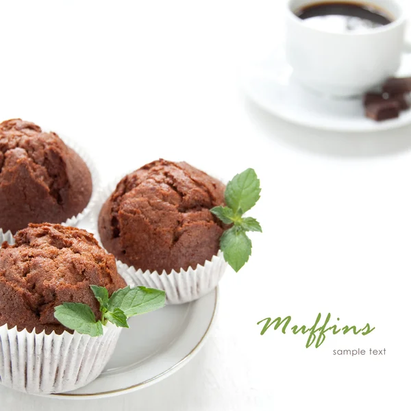 Csokoládé muffin friss mentával — Stock Fotó