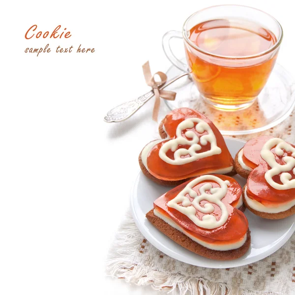 Sušenky ve tvaru srdce pro den svatého Valentýna — Stock fotografie